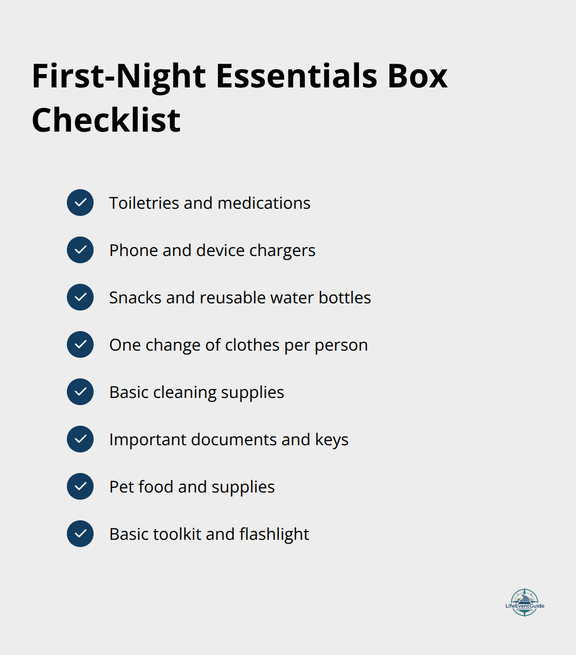 Compact checklist of must-have items for the first 24–48 hours after a move - pre move tasks checklist